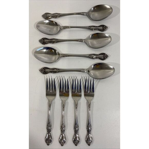 Easterling Stainless Flatware Valhalla (4) Salad Forks (5) Soup Spoons - Picture 1 of 3